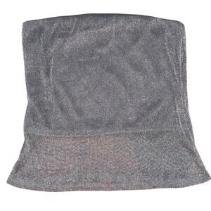 Rebellious Dreamer Silver Glitter Metallic Tube Top - Size Large - Y2K Style